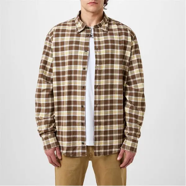 Image of Diesel LS Check Sht Sn34 Patterned Shirt - Long Sleeve S Beige 55259369350
