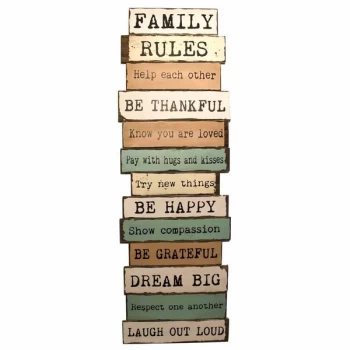 Image of Long Wooden Family Rules Sign By Heaven Sends
