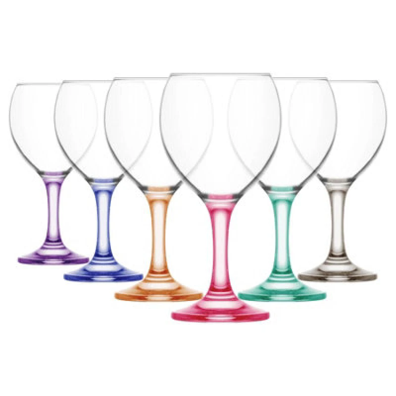 Image of LAV Glassware Lav Misket Wine Glasses - 260ml - Coloured Stem - Pack Of 6