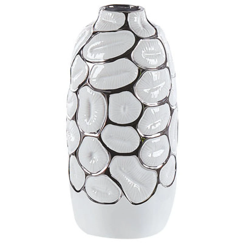 Image of Beliani Decorative Vase Cenabum Stoneware 34cm White