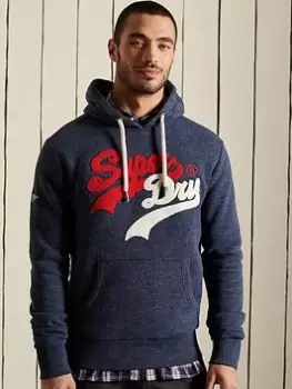 Image of Superdry Vl Source Hood, Navy Marl, Size L, Men