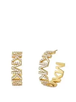 Image of Michael Kors Premium 14K Gold-Plated Brass Logo Large Hoop Earrings