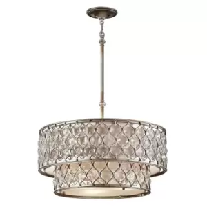 Image of 6 Bulb Chandelier Hanging Pendant LIght Burnished Silver LED E27 60W Bulb