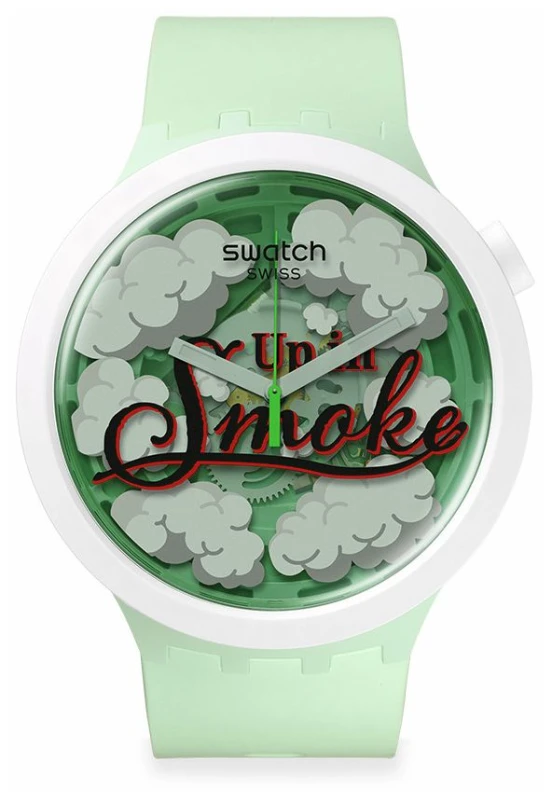 Image of Swatch SB03Z103 UP IN SMOKE PUFFFFRAMIC BIOCERAMIC Watch
