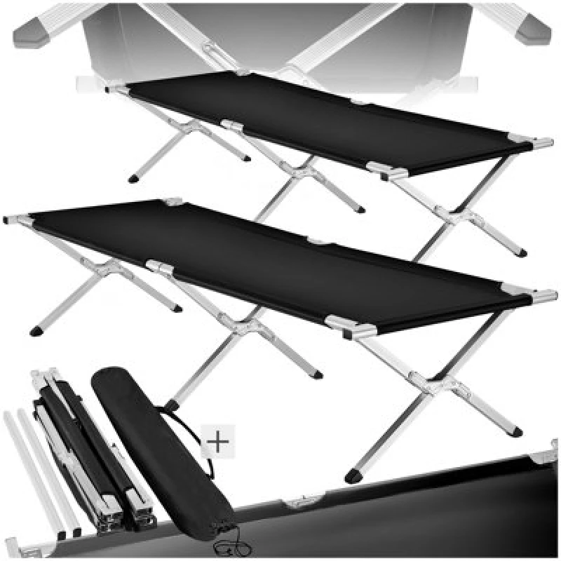 Image of Tectake 2 Camping Beds Made Of Aluminium - Black