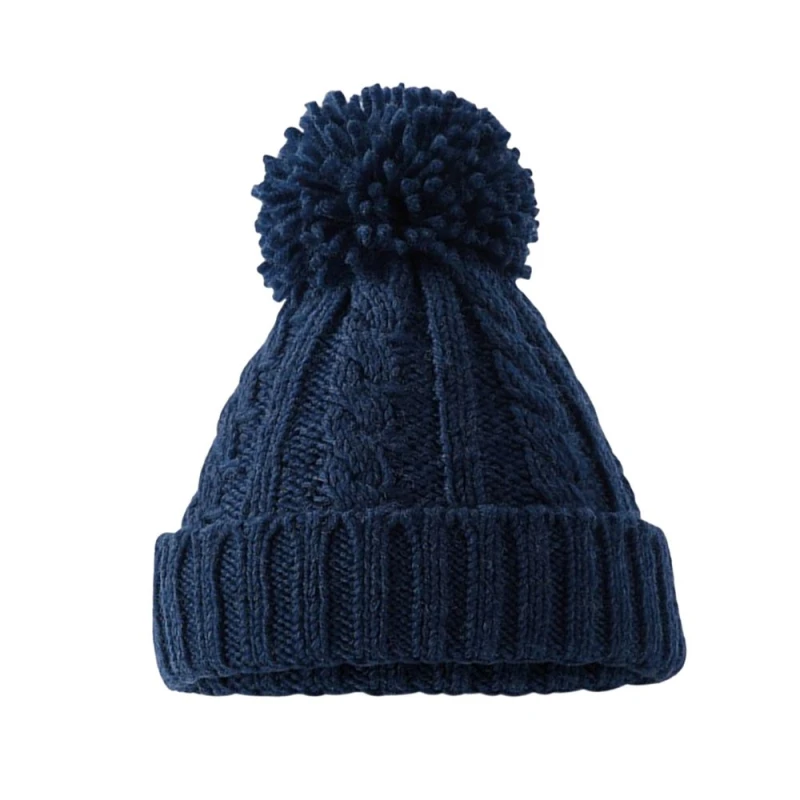 Image of Beechfield Beechfield Men Melange Cable Knit Beanie in Navy Navy One Size Male 5063425902323