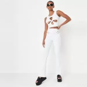 Image of Missguided Rib Flare Cut Out Detail Trouser - White