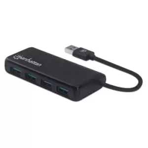 Image of Manhattan USB-A 4-Port Hub 4x USB-A Ports 5 Gbps (USB 3.2 Gen1 aka USB 3.0) Bus Power Equivalent to Startech ST4300PBU3 & ST4300MINU3B SuperSpeed USB
