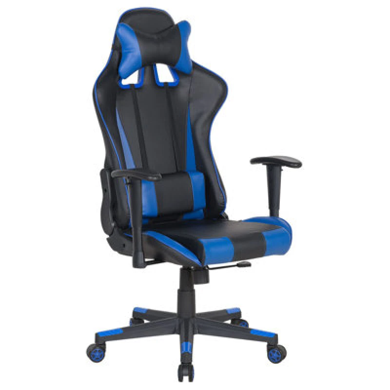 Image of Beliani Office Chair Gamer Faux Leather Dark Blue