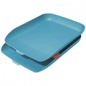 Image of Leitz Cosy Letter Tray; Set of 2 A4; Calm Blue