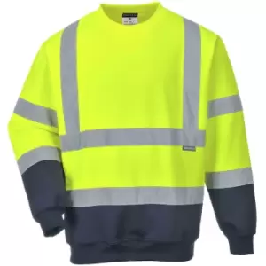 Image of Portwest - B306 - Hi-Visibility Yellow Sz S Two Tone Hi-Vis Sweatshirt Work Jumper - Hi-Visibility Yellow