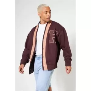 Image of I Saw It First Heavyweight Varsity Fleeceback Cardigan - Red