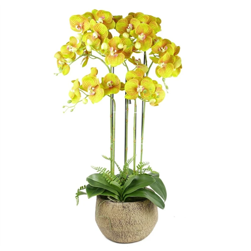Image of Leaf Large Orchid Artificial Yellow 41 REAL TOUCH flowers Botanik Green unisex