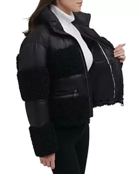 Image of DKNY Mixed Media Puffer Coat