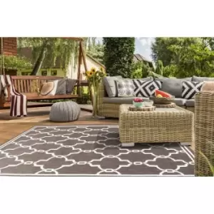 Image of Terrace Spanish Tile Flatweave Outdoor Indoor Silver/Grey Rug in 120 x 170cm (4'x5'6'')