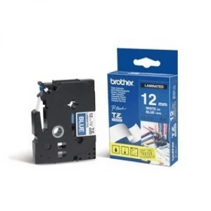 Image of Brother TZE-535 P-touch White on Blue Laminated Tape 12mm x 8m