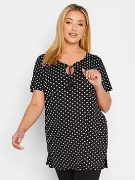 Image of Yours Polka Dot T-Shirt - Black, Size 16, Women