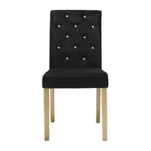 Image of Set Of 2 Paris Velvet Diamante Dining Chairs Black