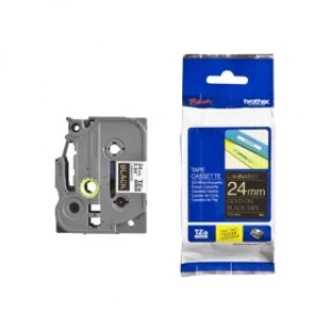 Image of Brother TZE-354 P-touch Gold On Black Tape 24mm x 8m