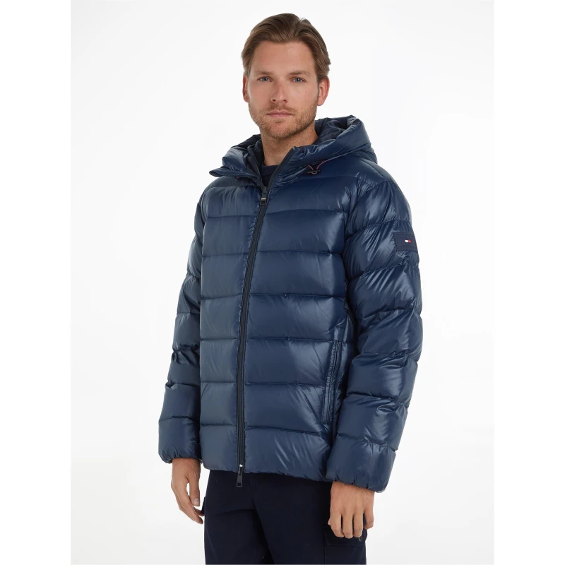 Image of Tommy Hilfiger Mens Water Resistant Duck Down Short Puffer Jacket Desert DW5 male 2XL