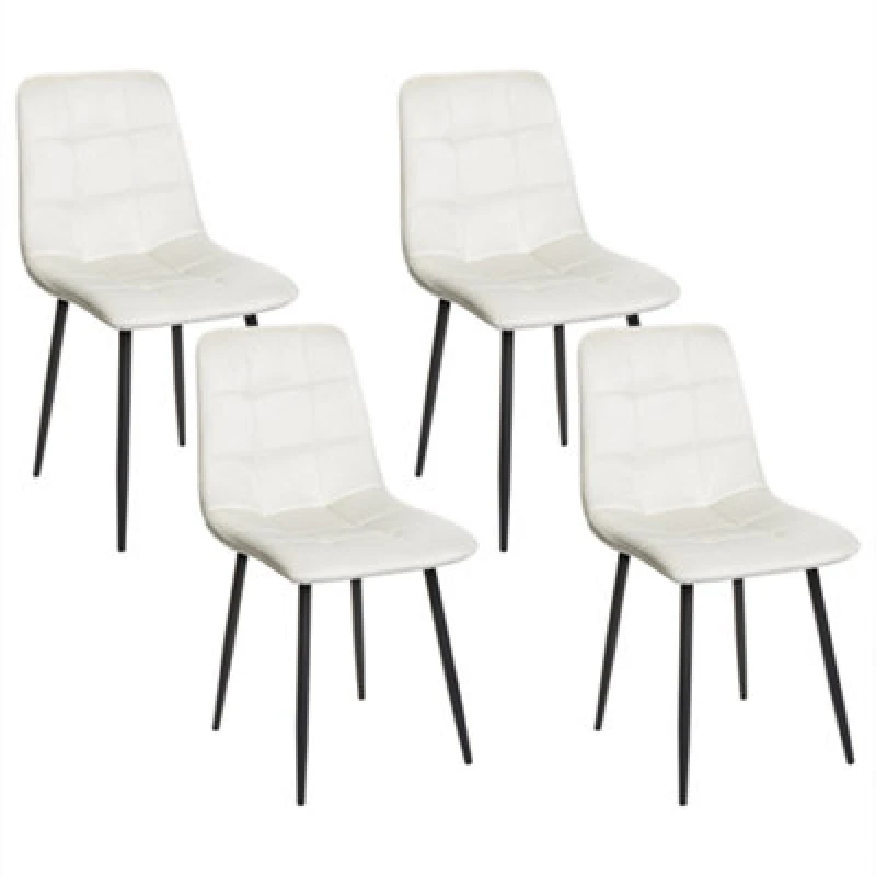 Image of Beliani Set Of 4 Dining Chairs Powell Velvet Off-White