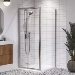 Image of Aqualux Framed 8mm Bi-Fold Door & Side Panel Shower Enclosure 800x800mm in Chrome