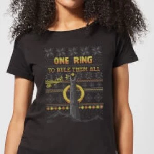 Image of Lord Of The Rings One Ring Womens Christmas T-Shirt - Black - S