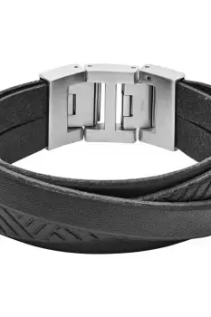 Image of Gents Fossil Jewellery Leather Wrap Bracelet JF04343040