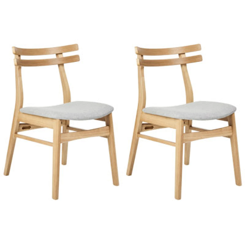 Image of Beliani Set Of 2 Dining Chairs Cynthiana Wood Light Grey