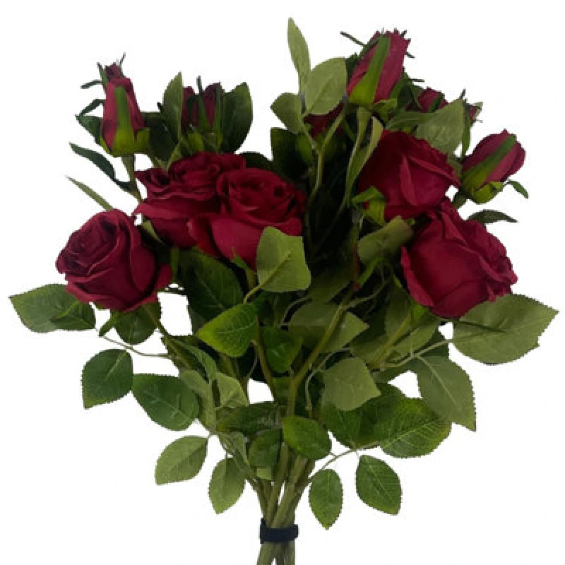 Image of Leaf Pack Of 6 X 60Cm Artificial Red Rose Flower