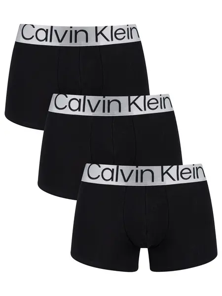 Image of Calvin Klein 3 Pack Reconsidered Steel Trunks Black S
