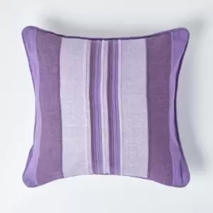 Image of Cotton Striped Mauve Cushion Cover Morocco , 45 x 45cm - Purple - Homescapes