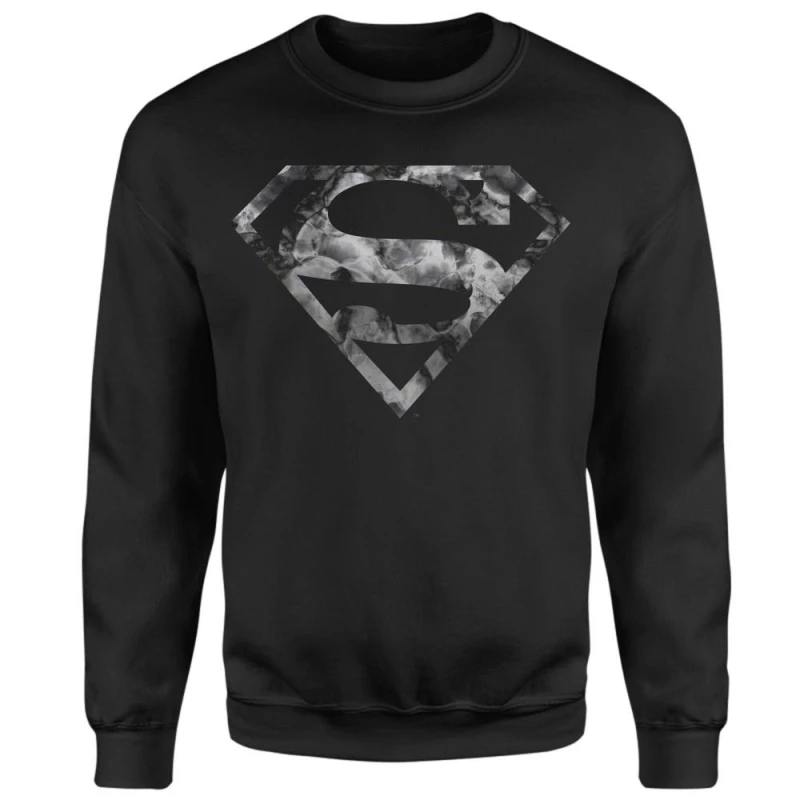 Image of Marble Superman Logo Sweatshirt - Black - M