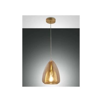 Image of Fabas Luce Lighting - Fabas Luce Britton Dome Pendant Ceiling Lights Amber Glass, E27