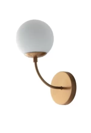 Image of Themys Globe Wall Lamp, Brass, Opal, E14