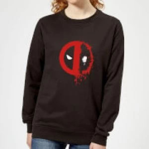 Image of Marvel Deadpool Split Splat Logo Womens Sweatshirt - Black - M