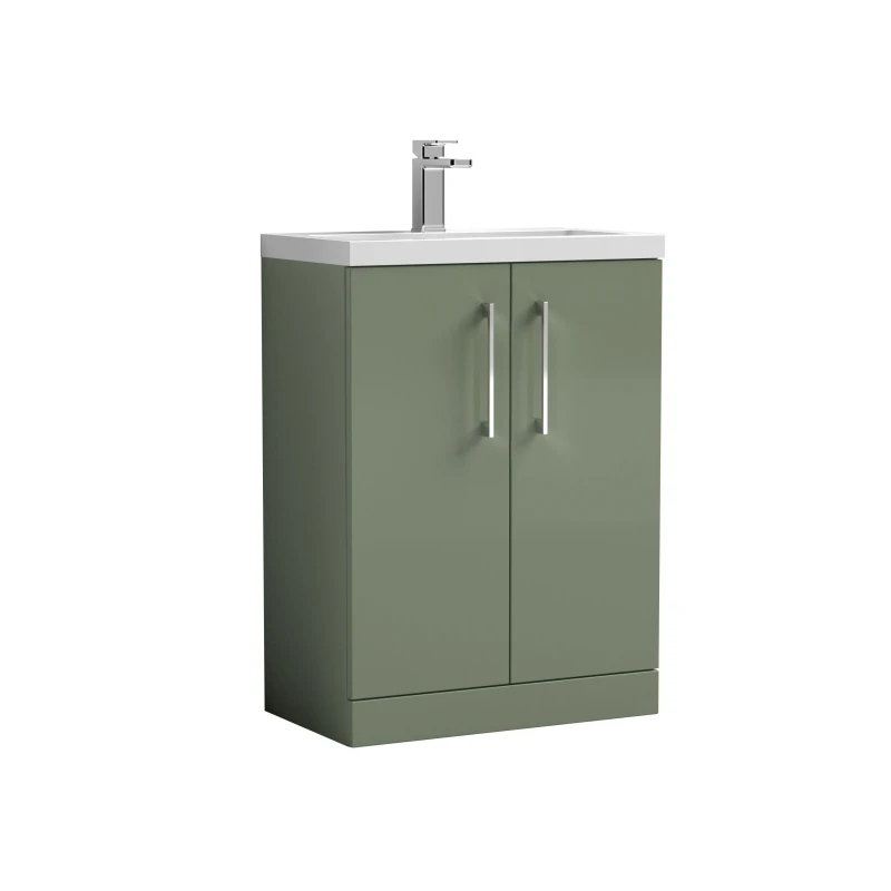 Image of Balterley Compact Floor Standing 2 Door Vanity Unit Ceramic Basin 600mm Green Green