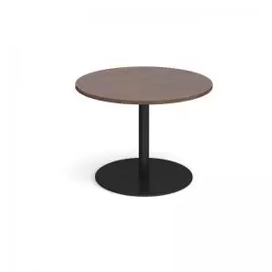 Image of Eternal circular boardroom table 1000mm - Black base and walnut top