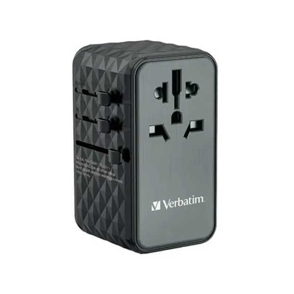 Image of Verbatim Verbatim UTA-06 GaN III Universal Travel Adapter 2x USB-C PD 100W + QC4+/2x USB-A QC 3.0 Black 32121 32121