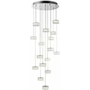 Image of Loops - Multi Light Ceiling Pendant 16 Bulb Chrome & Crystal Glass Chandelier Lamp