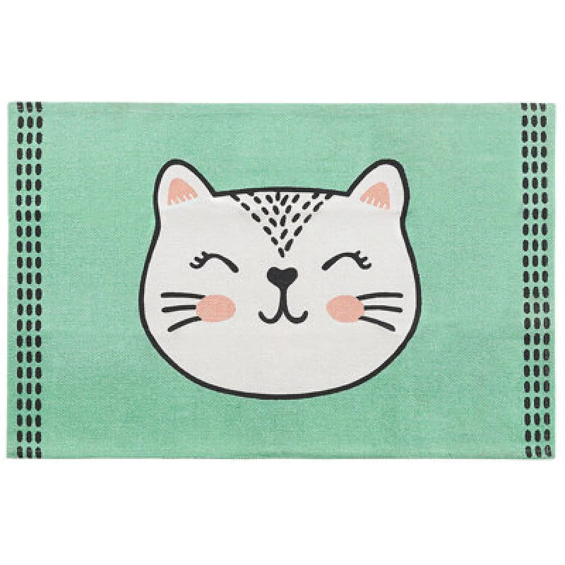 Image of Beliani Kids Rug Howrah Light Green 60 X 90 Cm Cotton