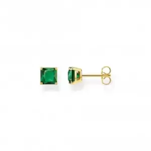 Image of Sterling Silver Gold Plated Green Stone Earrings H2174-472-6