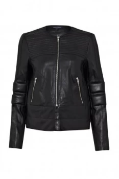 Image of French Connection Jetson leather Biker Jacket Black