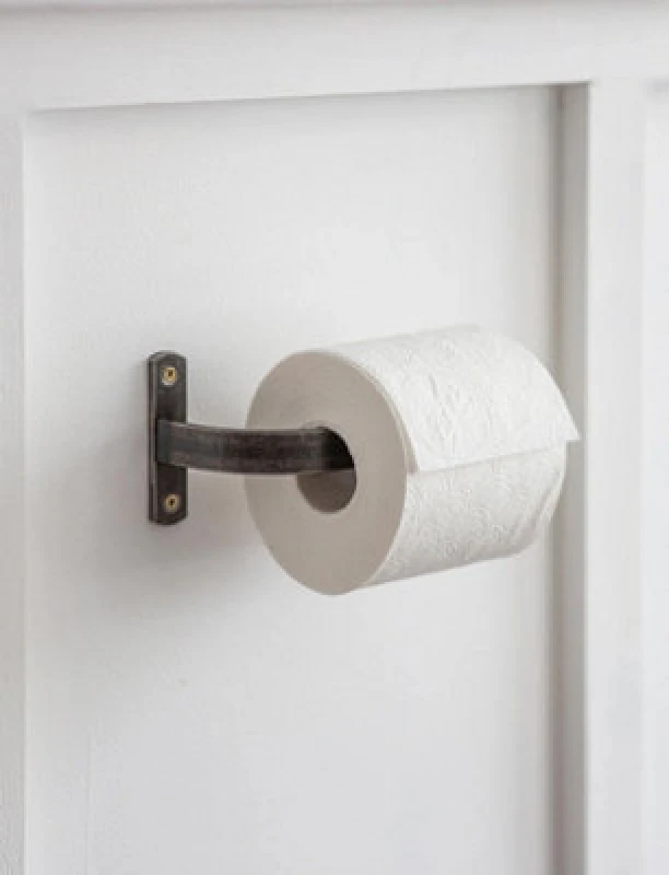 Image of Garden Trading Farringdon Bathroom Toilet Roll Holder Wall Mounted Metal Grey Steel Industrial