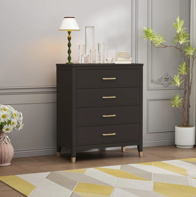 Image of Cabinet Bits Palazzi 4 Drawer Chest of Drawers in Black Unisex