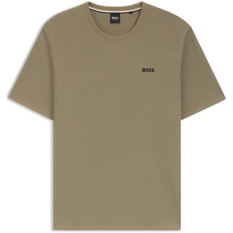 Image of Boss Mens Waffle T-Shirt, Structured Design Open Brown 245 male Medium