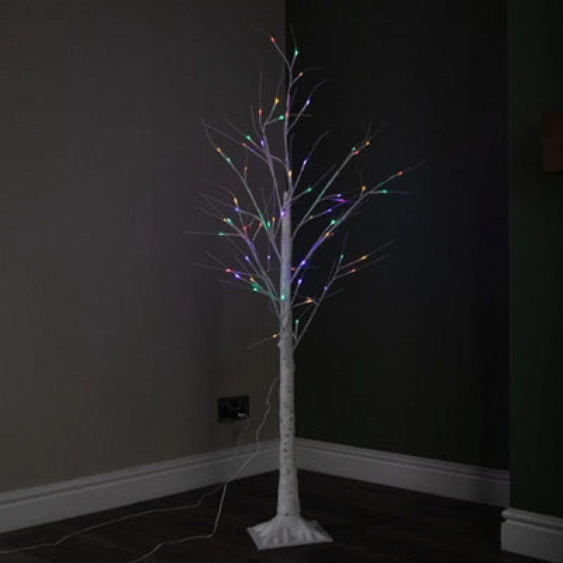 Image of Samuel Alexander 1.5M Christmas Outdoor Birch Tree With 64 Multicoloured Leds
