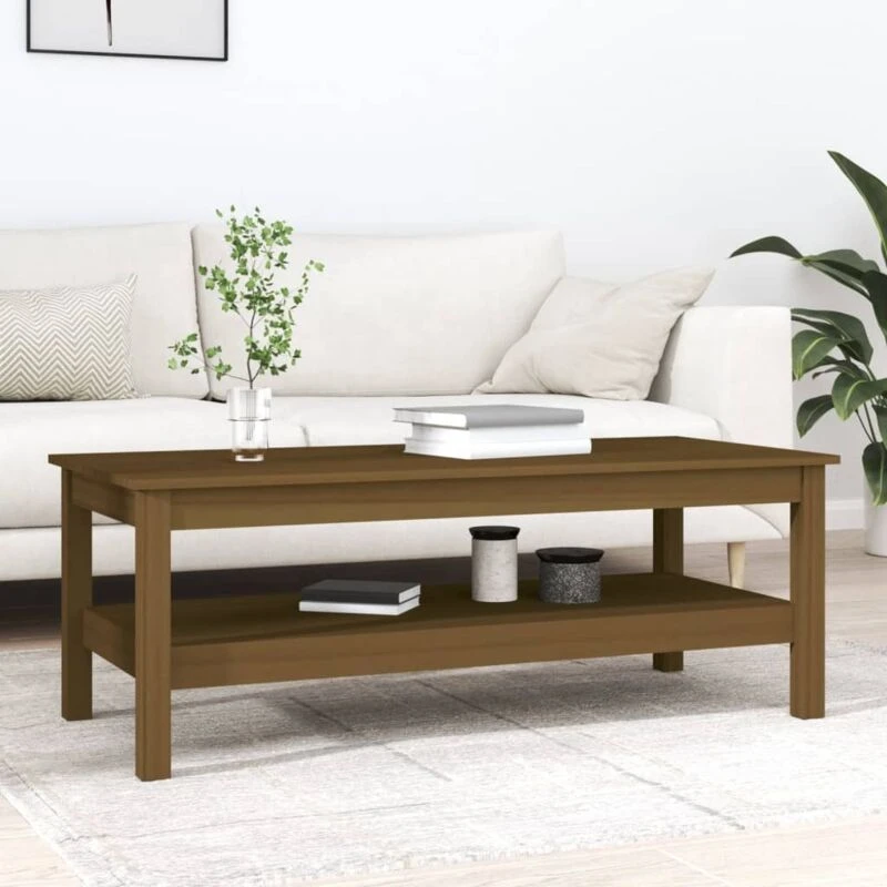 Image of Vidaxl Coffee Table Honey Brown 110X50X40 Cm Solid Wood Pine, Brown 814277