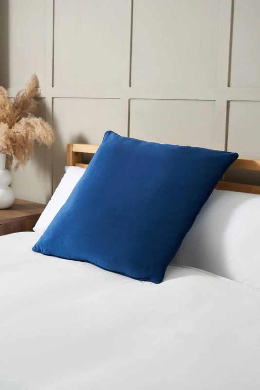 Image of BHS Large Velour Piped Cushion in Navy Navy Unisex