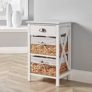 Image of Dartmouth 1 Drawer with 2 Wicker Basket Drawer Bedside Storage Unit